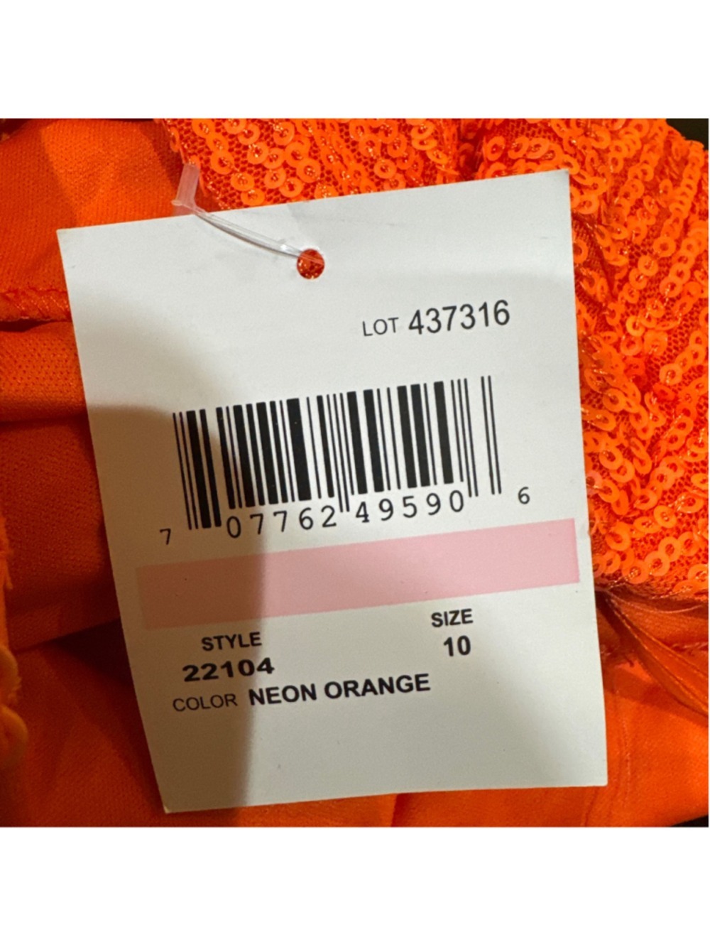 43. Nightway Sequin Mini Dress Body Con Neon Orange Size 10 - Picture 4 of 4